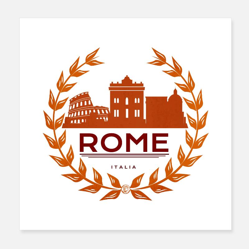 Monuments romains dans une couronne de laurier Poster 20 x 20 cm