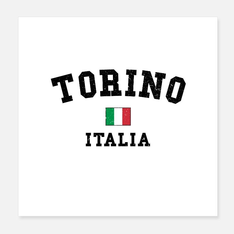 Turin Italie Drapeau Design minimal Poster 20 x 20 cm