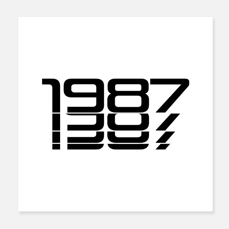 1987 Birthday Glitch Style Poster 20x20 cm
