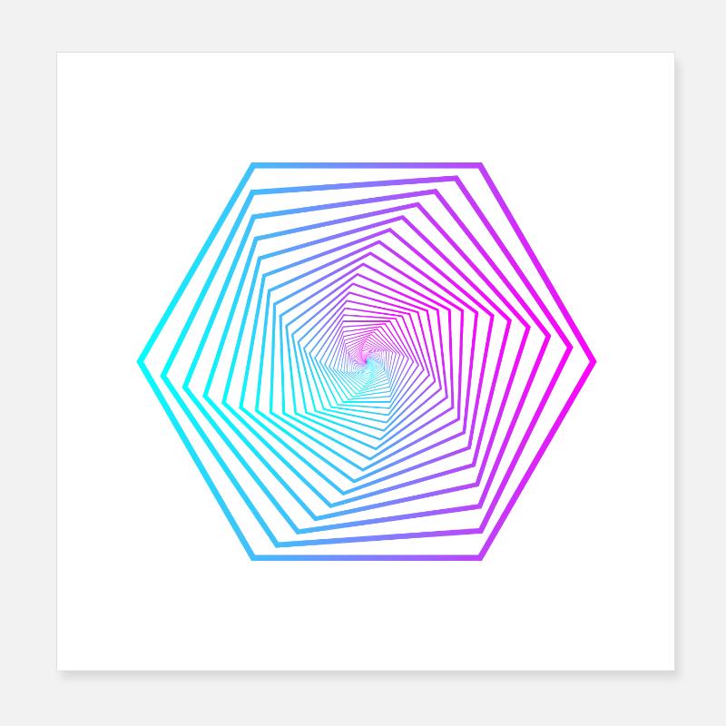 Neon Polygon Spiral Gradient Poster 8" x 8" (20x20 cm)