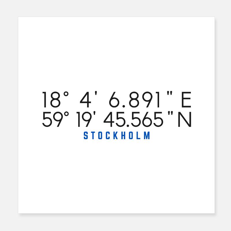Stockholm Coordinates Chart Poster 8" x 8" (20x20 cm)