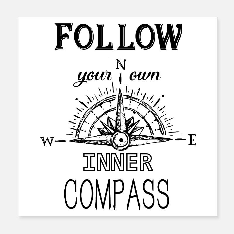 Follow Compass Poster 20x20 cm