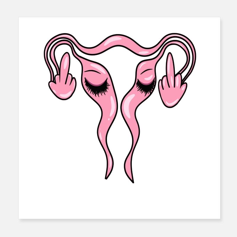 FCK Uterus - Eierstöcke mit Wimpern Poster 20x20 cm
