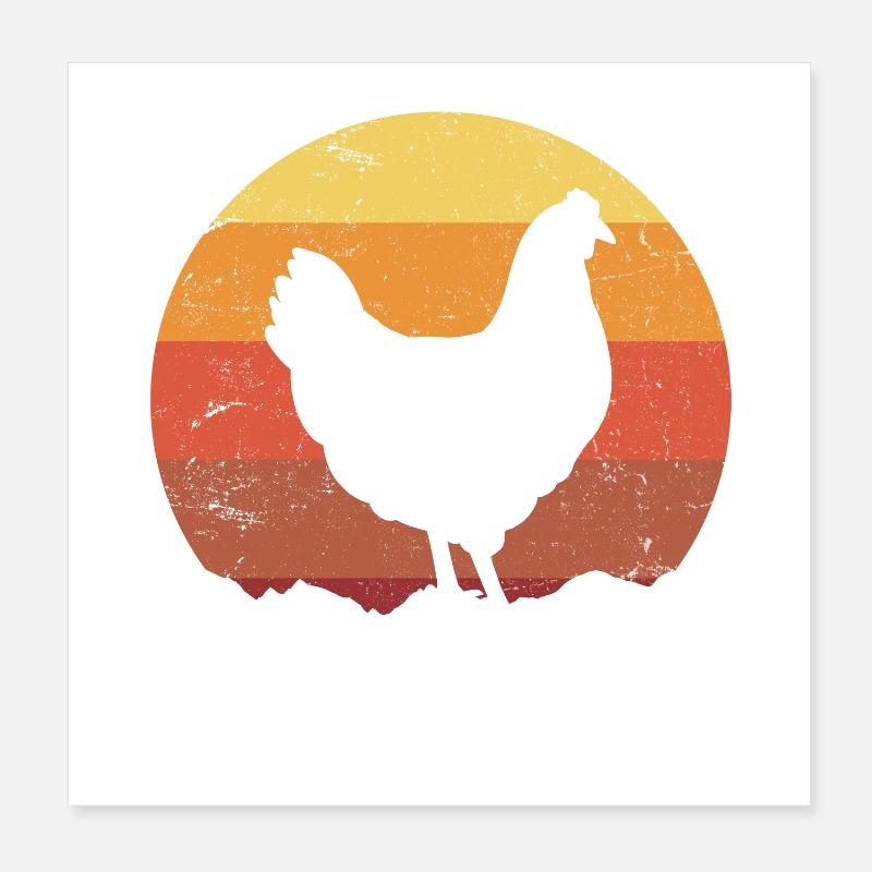 Poulet Rétro Poster 20 x 20 cm