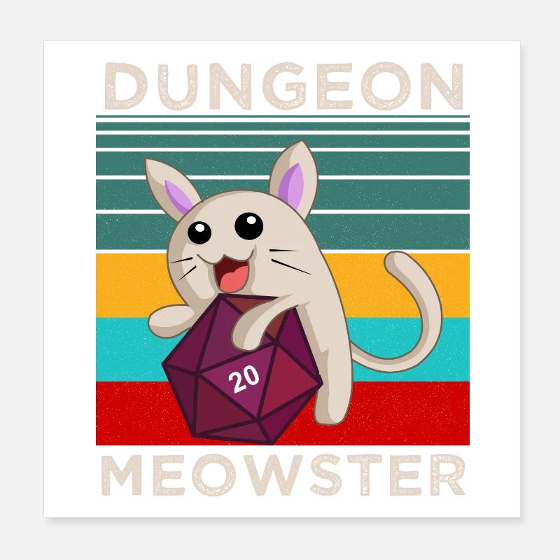 Dungeon Meowster Shirt – Funny Cat RPG Tee Poster 8" x 8" (20x20 cm)