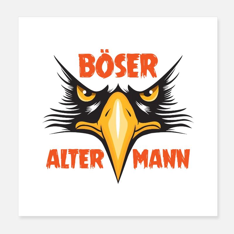 Böser Alter Mann Adler Emblem Poster 20x20 cm