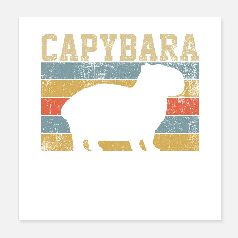 Capybara rongeur rétro vintage Poster 20 x 20 cm