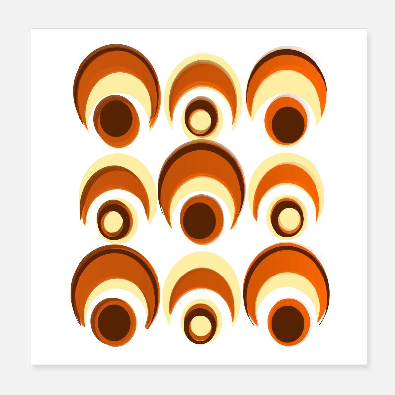 60s 70s Retro Pattern Circle Style Pattern Poster 8" x 8" (20x20 cm)