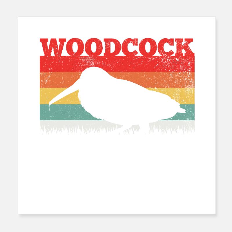 Waldschnepfe Watvogel Retro Vintage Poster 20x20 cm