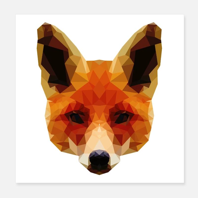 Orange Polygonal Fox Poster 8" x 8" (20x20 cm)