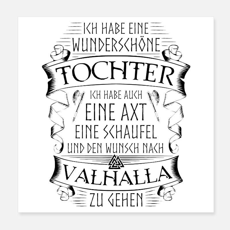 Vater Tochter Wikinger Spruch Valknut Valhalla Poster 20x20 cm