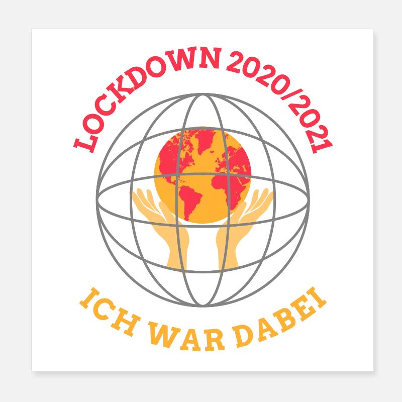 Lockdown 2020/21 – Globus und Hände - Poster 20x20 cm - Weiß
