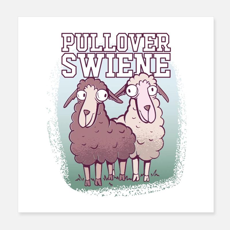 Pulloverswiene Plattdeutsch Ostfriesisch Moutons Poster 20 x 20 cm