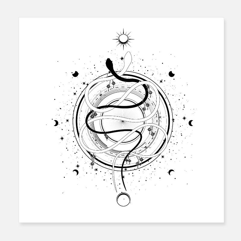 Snakes Moon Phases Occult Wiccan Goth Clothes Poster 8" x 8" (20x20 cm)
