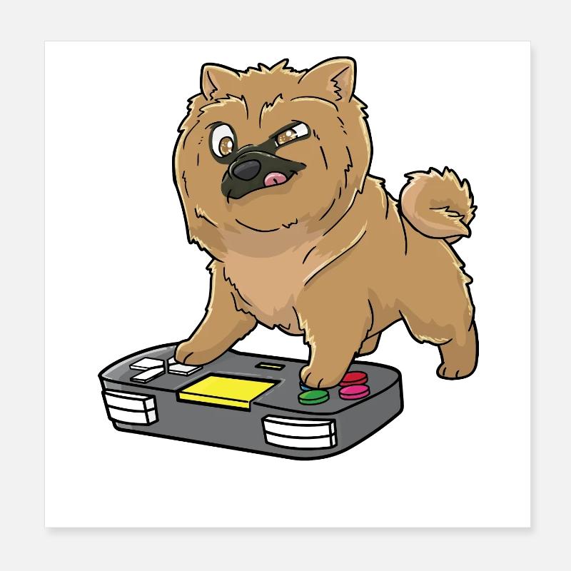 Chow Chow Gamepad Kawaii Poster 20x20 cm