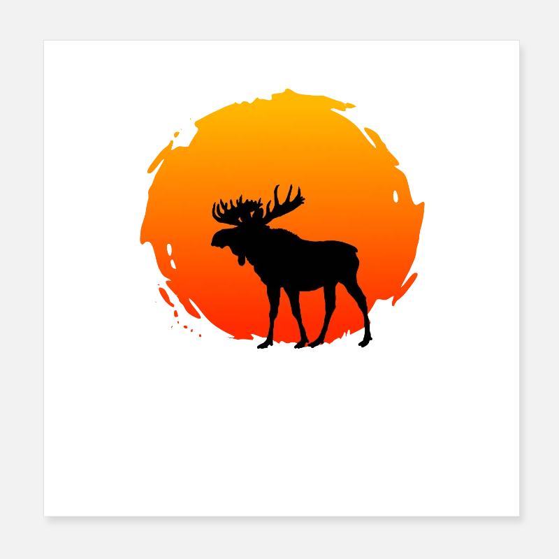 An Elk With A Sunset Poster 8" x 8" (20x20 cm)