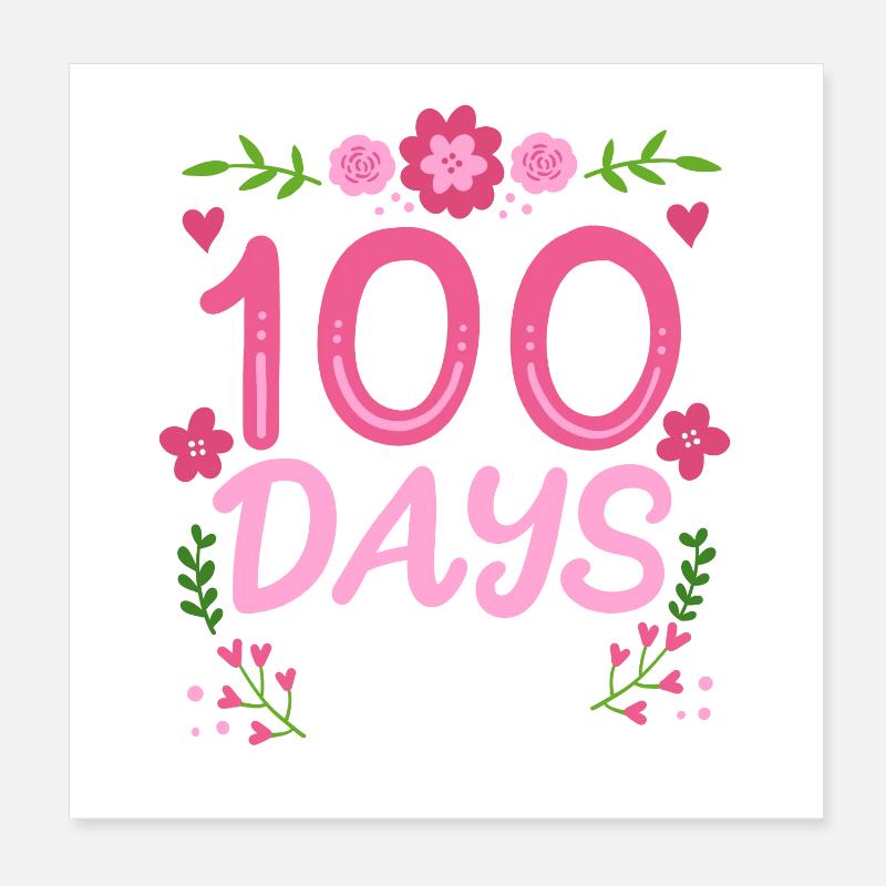 100 Tage Schule Lehrer Schüler Poster 20x20 cm