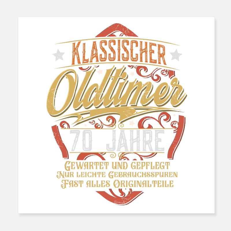 70. Geburtstag Oldtimer Poster 20x20 cm
