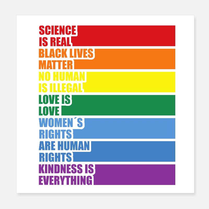 Science Is Real Black Lives Matter LGBTQ CSD Pride Poster 20 x 20 cm