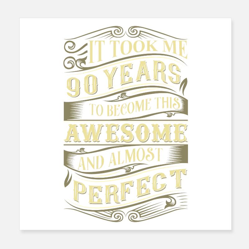 90th birthday Poster 8" x 8" (20x20 cm)