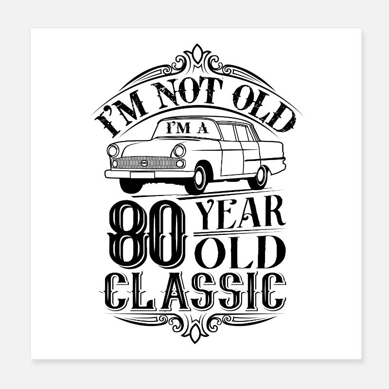 80e anniversaire classique Poster 20 x 20 cm