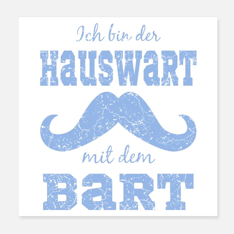 Lustiges Bart Motiv Poster 20x20 cm