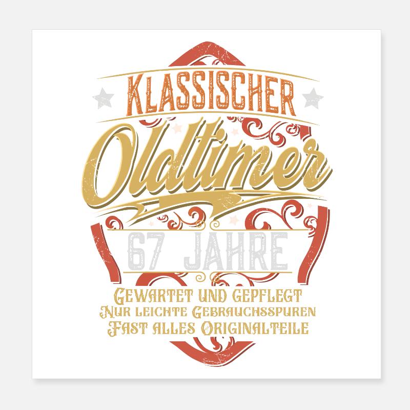 67. Geburtstag Oldtimer Poster 20x20 cm