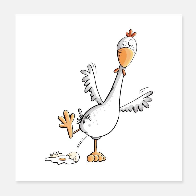 Happy Huhn legt ein Ei Poster 20x20 cm