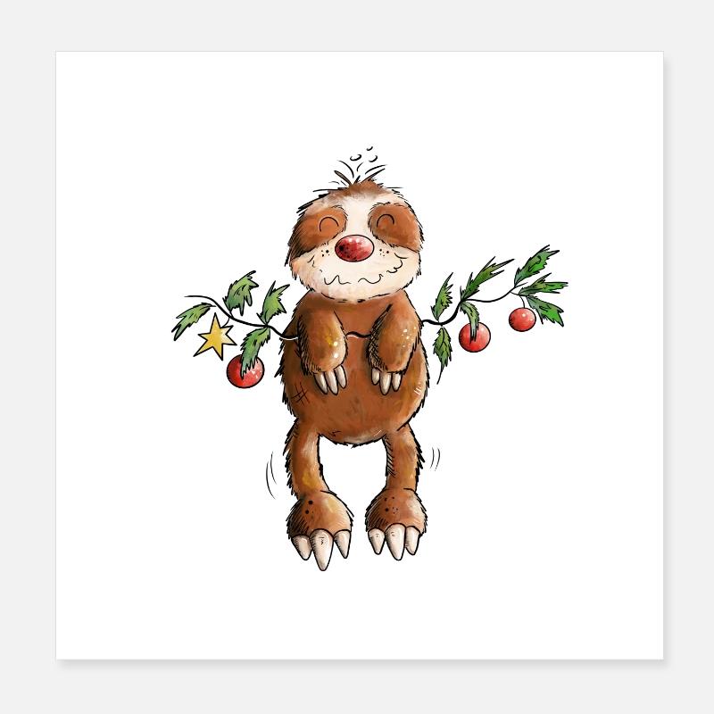 Chill Christmas I Sloth Dicton Design Poster 20 x 20 cm