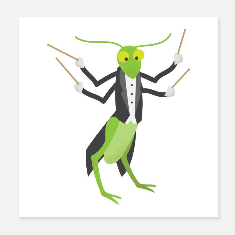 The Grasshopper Sets the Tone - Conductor Poster 8" x 8" (20x20 cm)