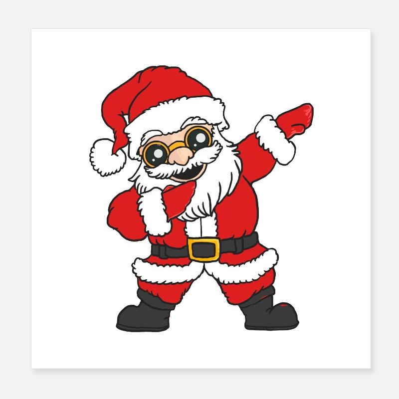 Dancing Santa with glasses Poster 8" x 8" (20x20 cm)