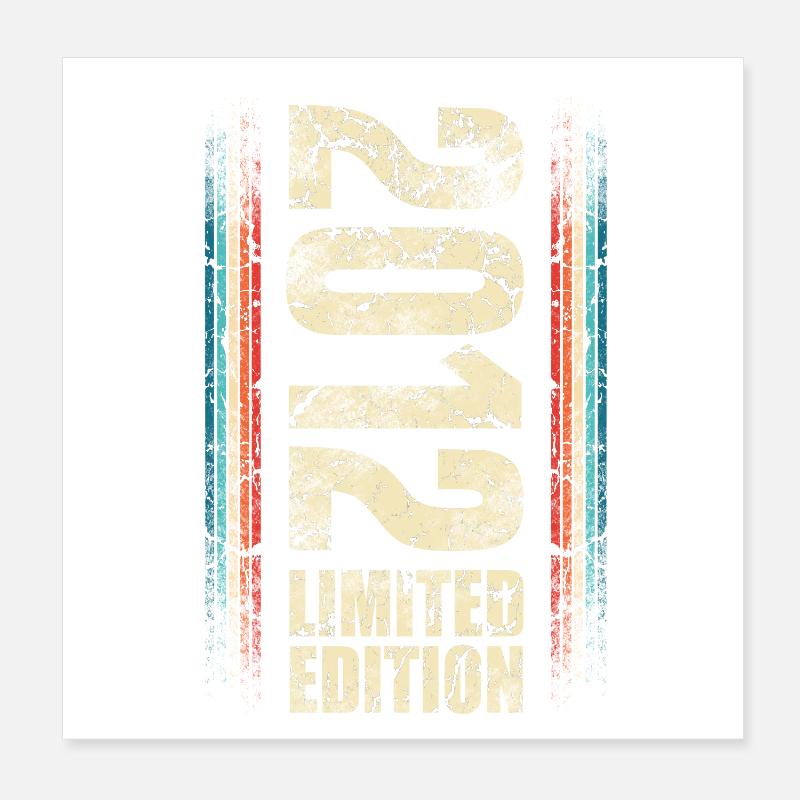 2012 Année de naissance 10e anniversaire 10 ans Poster 20 x 20 cm