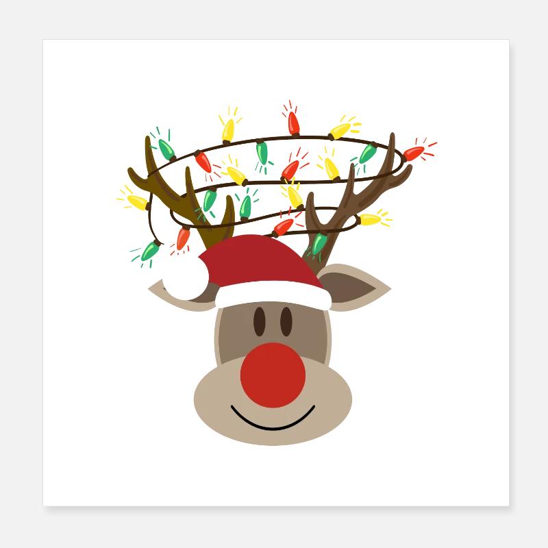 Elchkopf Rudolph Elch Rentier Poster 20x20 cm