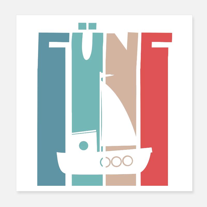 5 Jahre Kindergeburtstag Boot Schiff Segelschiff Poster 20x20 cm