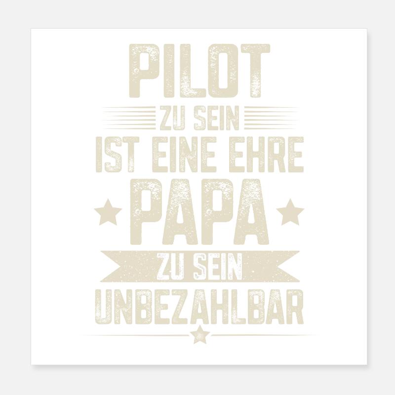 Pilot Papa Vater Vatertag Poster 20x20 cm