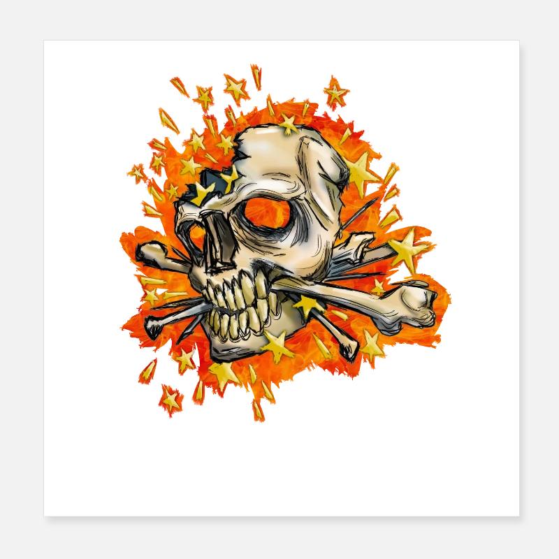exploding skull Poster 8" x 8" (20x20 cm)