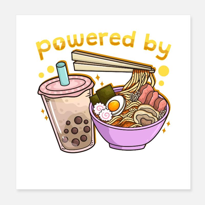Bubble Tea Boba Ramen Kawaii Poster 20x20 cm