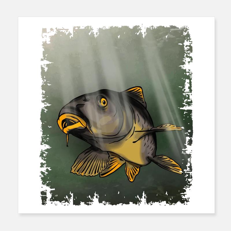 Karpfenfischen Unterwasserfisch-Design Poster 20x20 cm