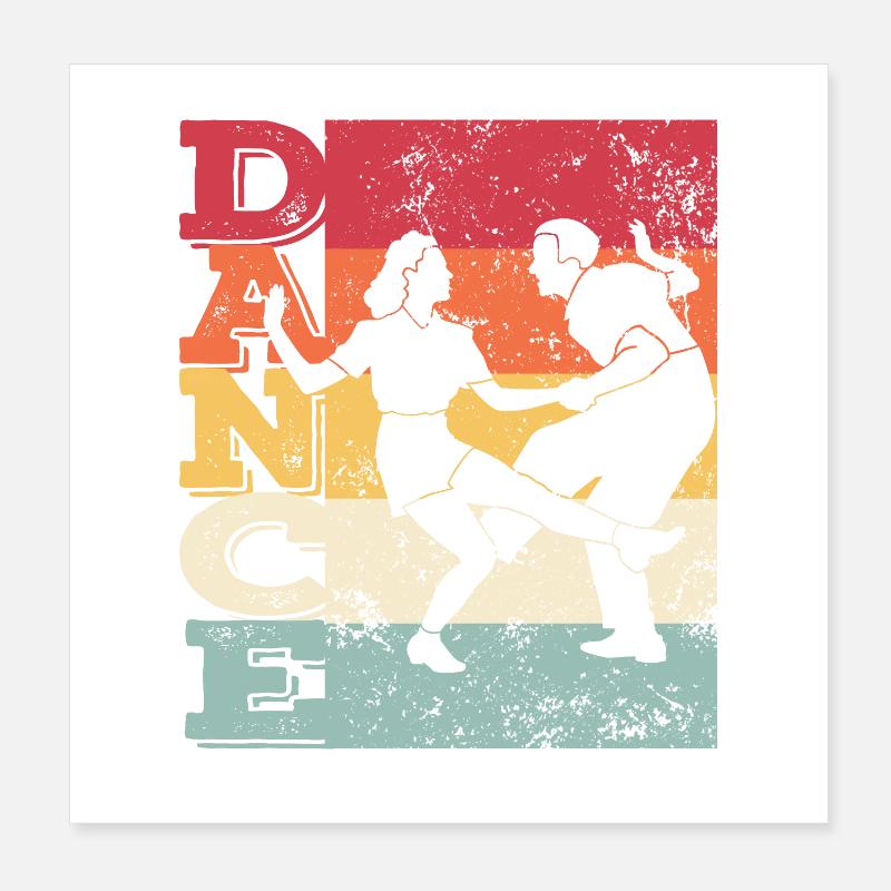 Boogie Woogie Swing Dancing Retro Colors Vintage Poster 20 x 20 cm