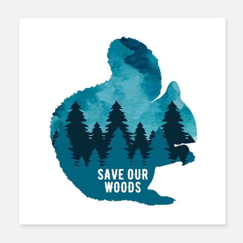 Climate Change Environmental Protection Squirrel Poster 8" x 8" (20x20 cm)