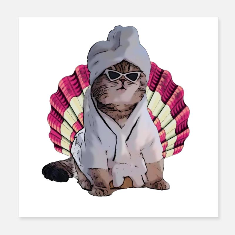 cool cat in spa Poster 8" x 8" (20x20 cm)