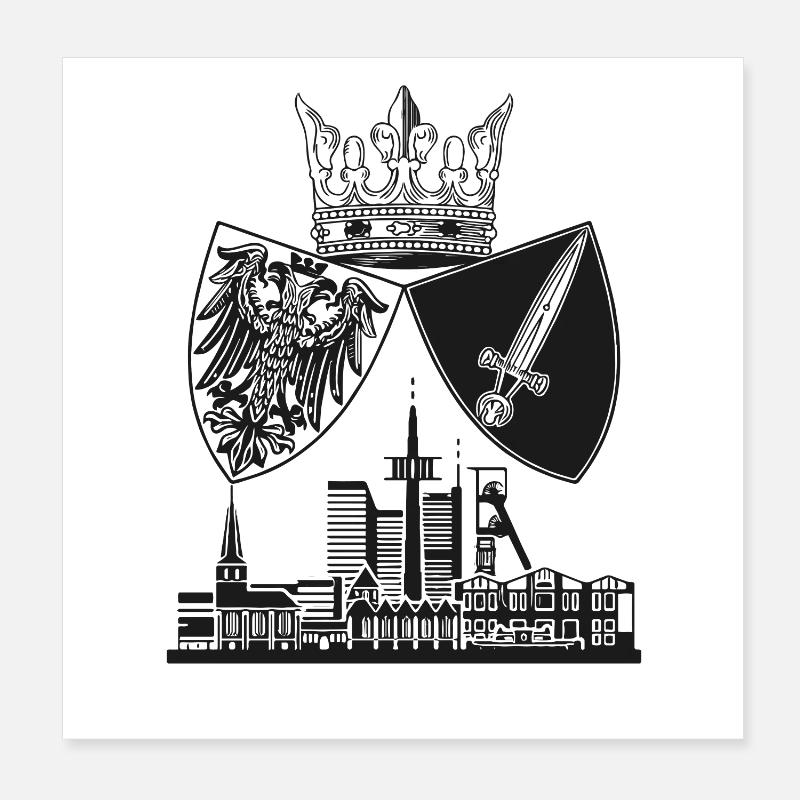 Essen - Skyline - Wappen Poster 20x20 cm