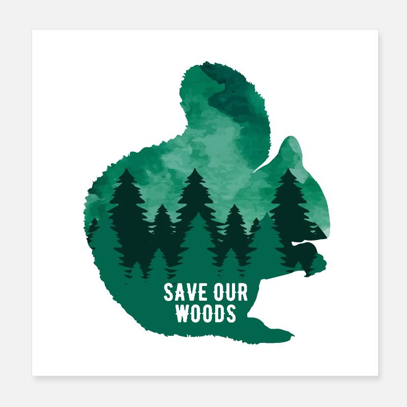 Environmental Protection Squirrel Climate Change Poster 8" x 8" (20x20 cm)