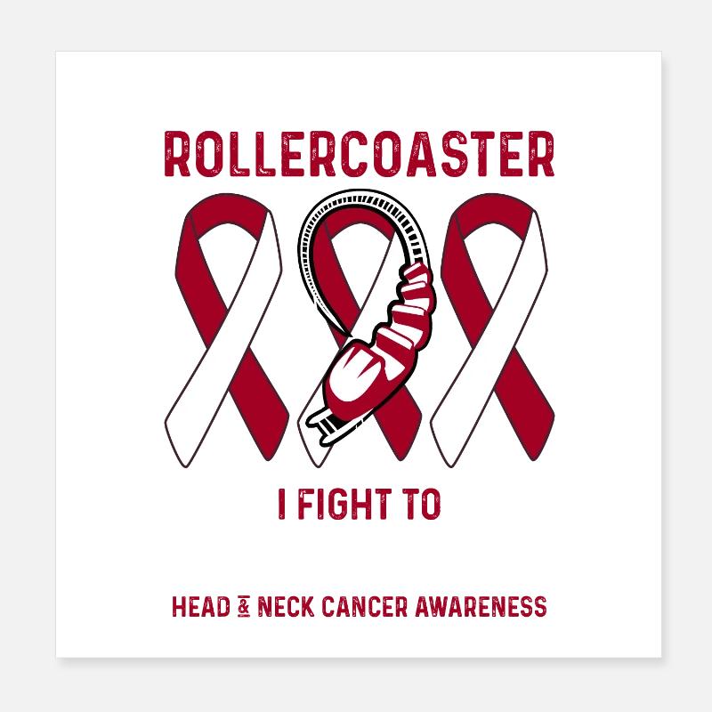 Head and Neck Cancer Burgundy White Rollercoaster Poster 8" x 8" (20x20 cm)