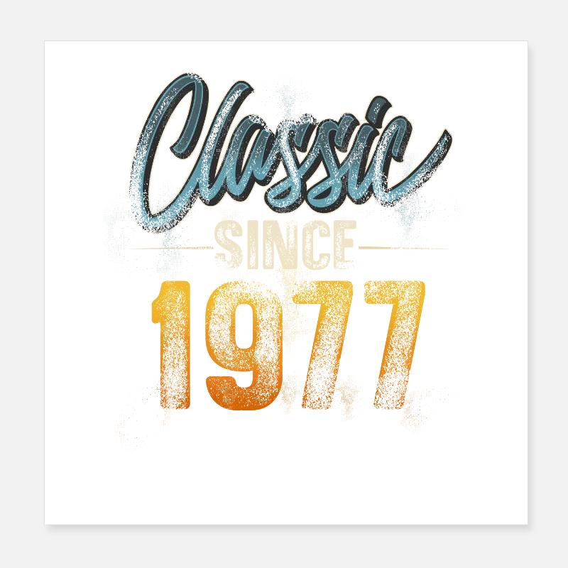 1977 Année de naissance Anniversaire Année de construction Millésime Poster 20 x 20 cm