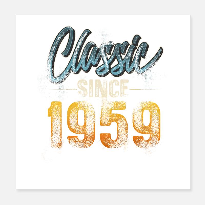 1959 Année de naissance Anniversaire Année de construction Millésime Poster 20 x 20 cm