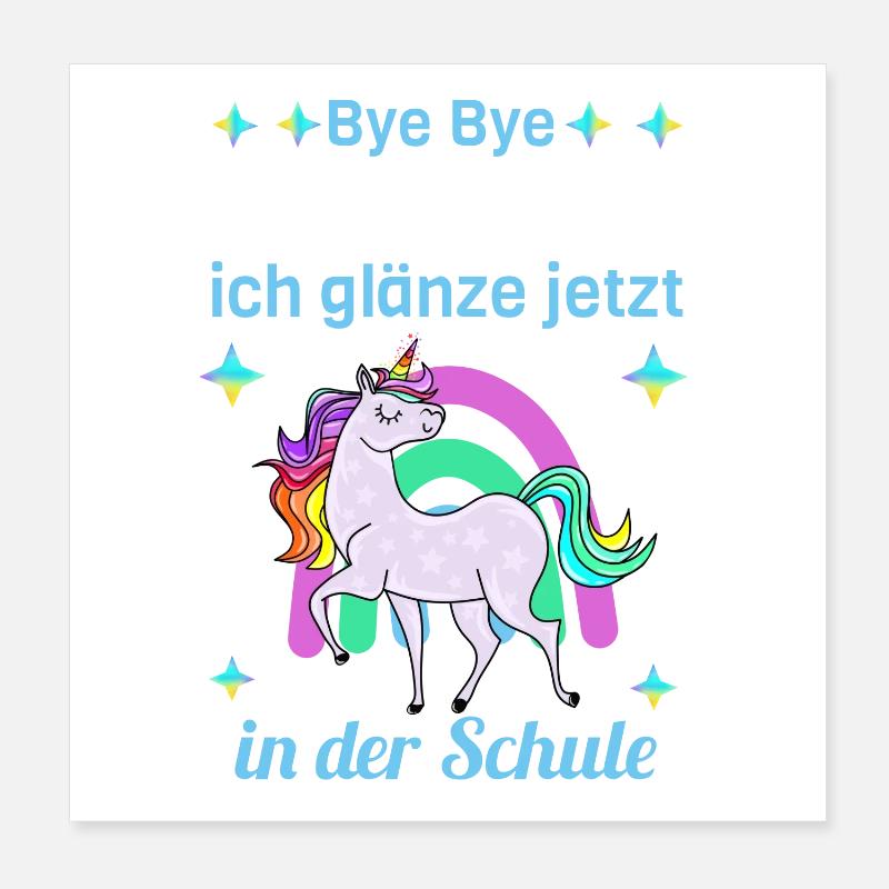 Bye Bye Kindergarten Glitter Unicorn Enrollment Poster 8" x 8" (20x20 cm)