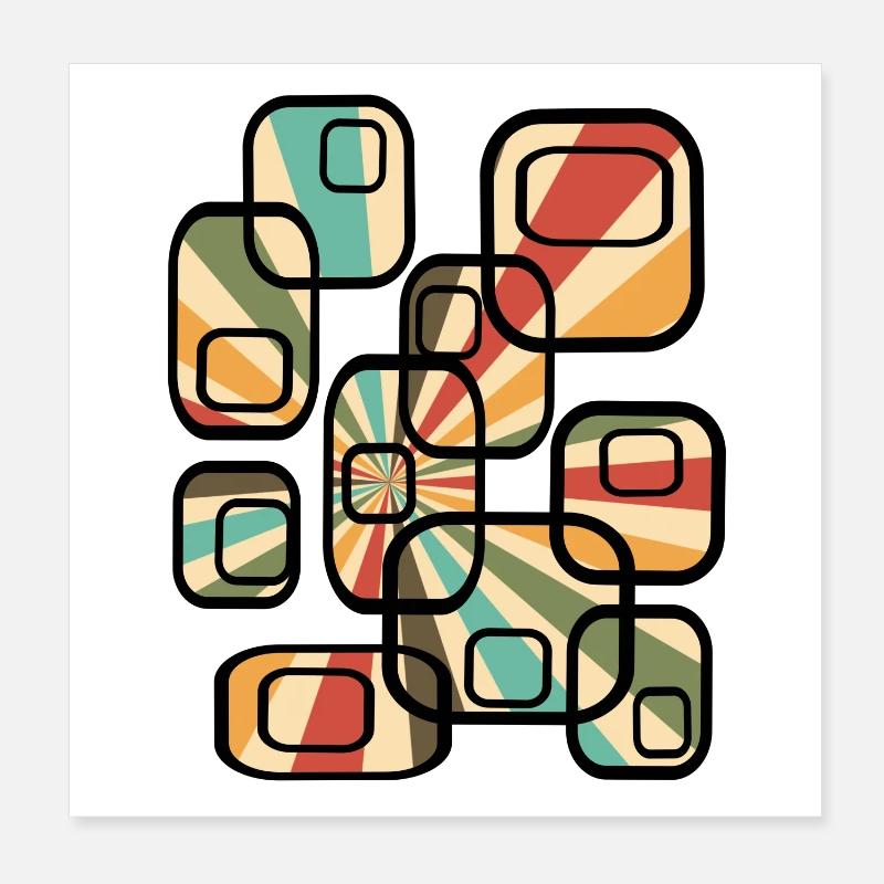 70er Tapetenmuster Quader Retro Muster Poster 20x20 cm