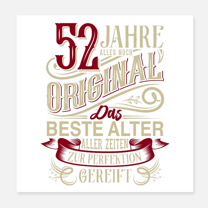 52. Geburtstag Vintage Retro Poster 20x20 cm