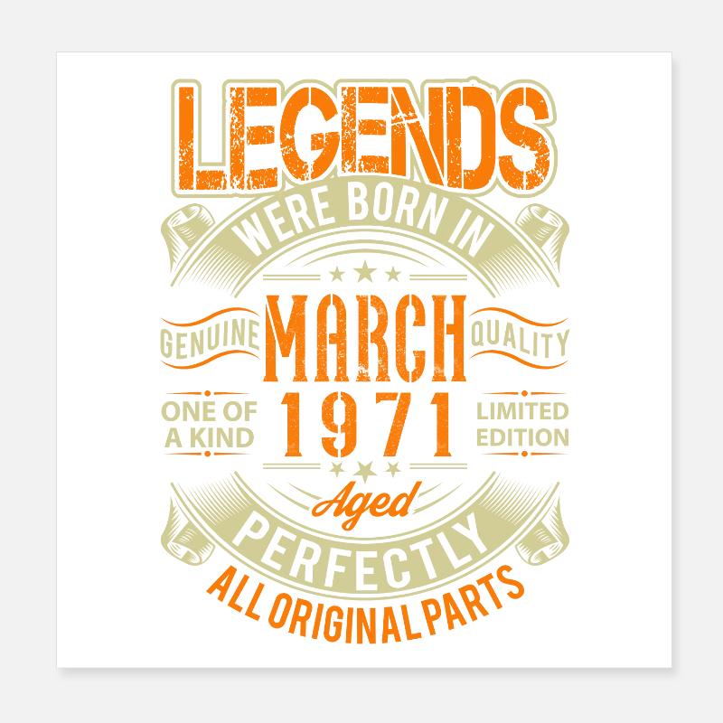 1971 Mars Anniversaire Légende Poster 20 x 20 cm